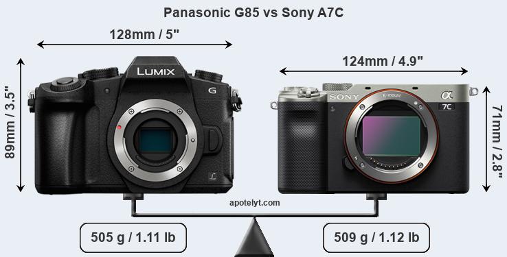 Size Panasonic G85 vs Sony A7C