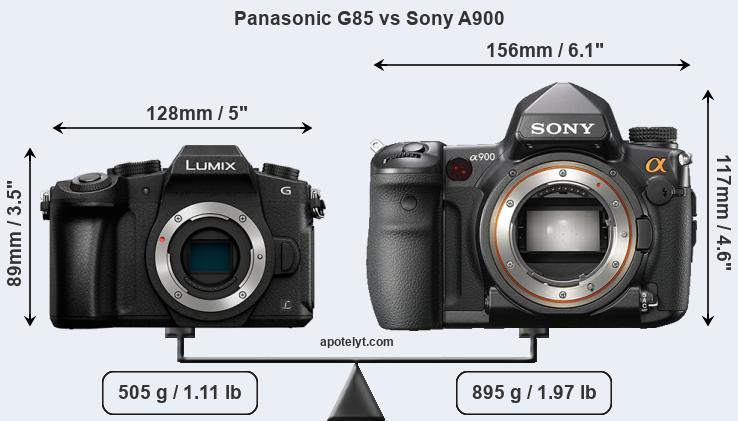 Size Panasonic G85 vs Sony A900