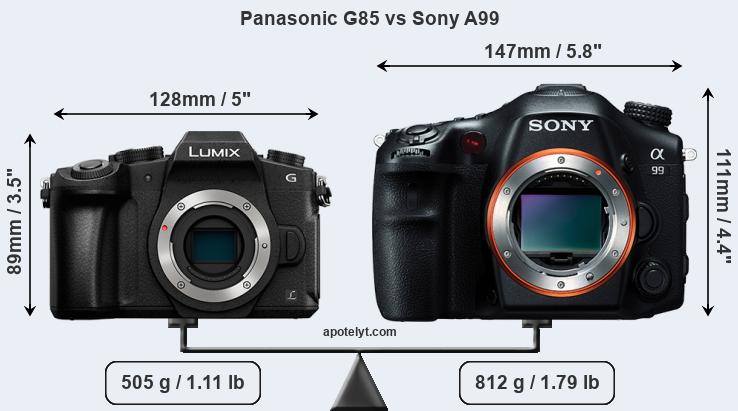 Size Panasonic G85 vs Sony A99