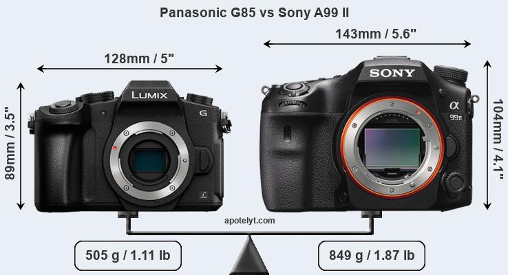 Size Panasonic G85 vs Sony A99 II