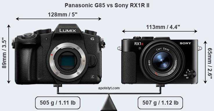 Size Panasonic G85 vs Sony RX1R II