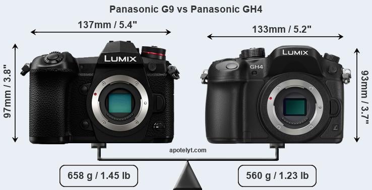 Size Panasonic G9 vs Panasonic GH4