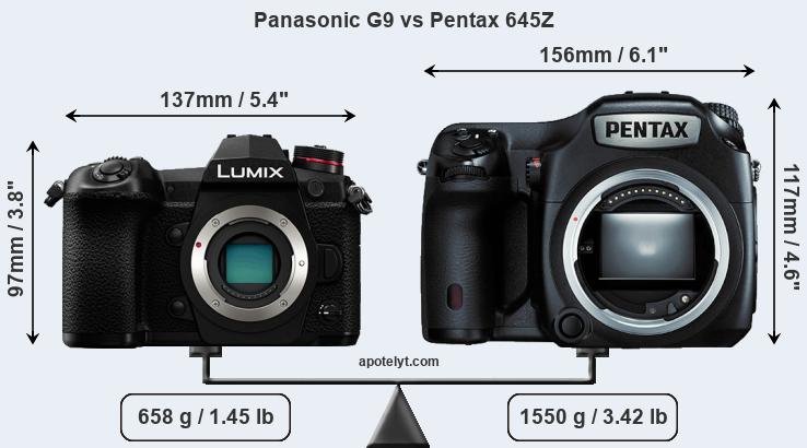 Size Panasonic G9 vs Pentax 645Z
