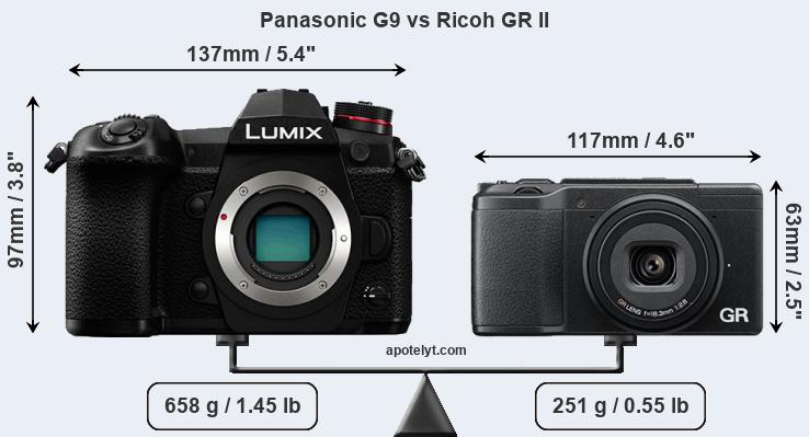 Size Panasonic G9 vs Ricoh GR II