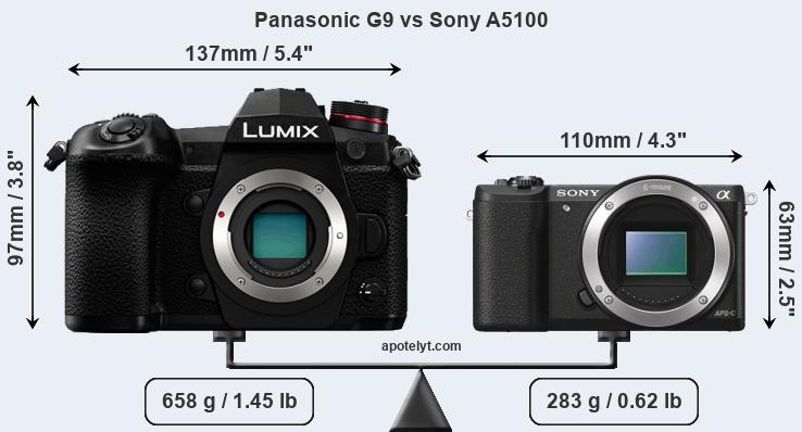 Size Panasonic G9 vs Sony A5100