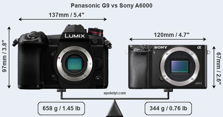 Size Panasonic G9 vs Sony A6000