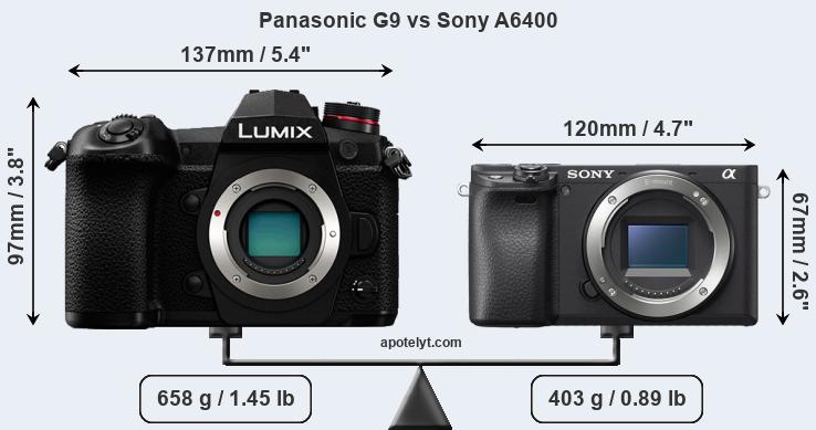 Size Panasonic G9 vs Sony A6400