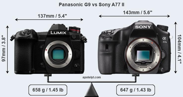 Size Panasonic G9 vs Sony A77 II
