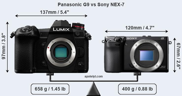 Size Panasonic G9 vs Sony NEX-7