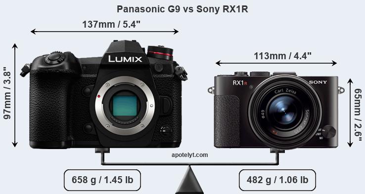 Size Panasonic G9 vs Sony RX1R