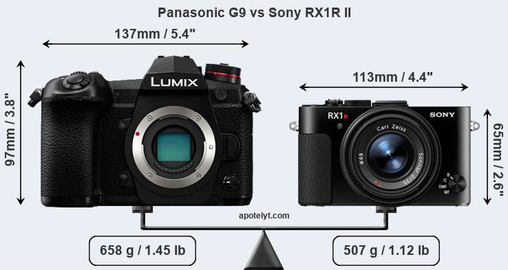 Size Panasonic G9 vs Sony RX1R II