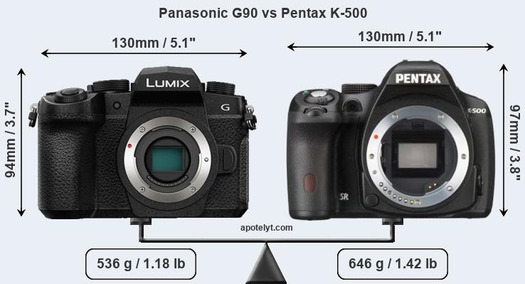 Size Panasonic G90 vs Pentax K-500
