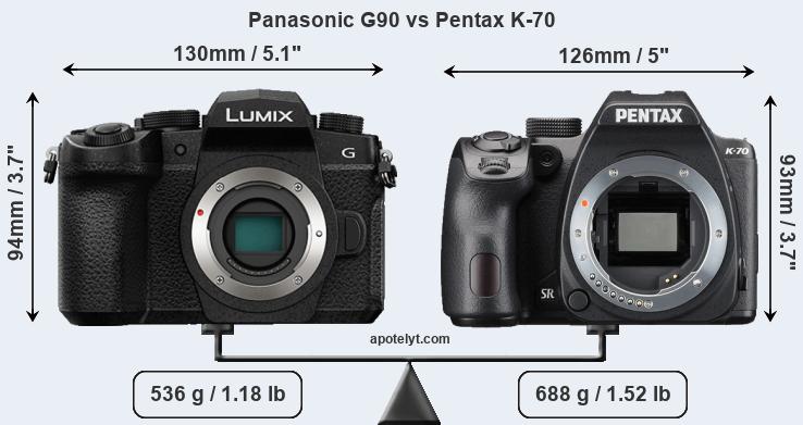 Size Panasonic G90 vs Pentax K-70