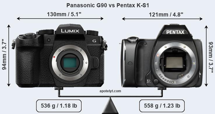 Size Panasonic G90 vs Pentax K-S1