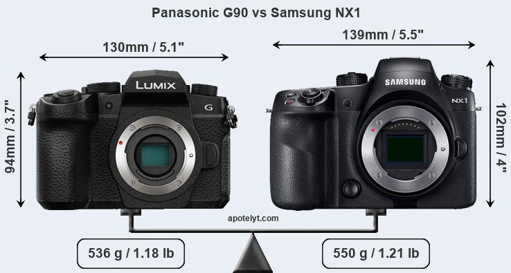 Size Panasonic G90 vs Samsung NX1