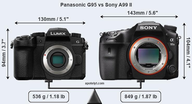 Size Panasonic G95 vs Sony A99 II