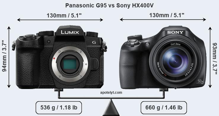 Size Panasonic G95 vs Sony HX400V