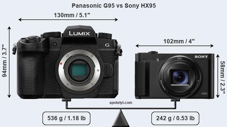Size Panasonic G95 vs Sony HX95