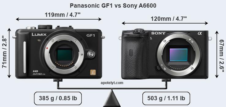 Size Panasonic GF1 vs Sony A6600