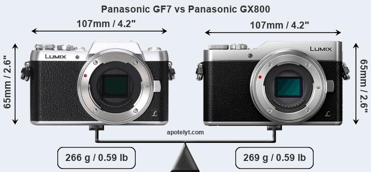 Size Panasonic GF7 vs Panasonic GX800