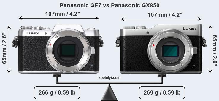 Size Panasonic GF7 vs Panasonic GX850