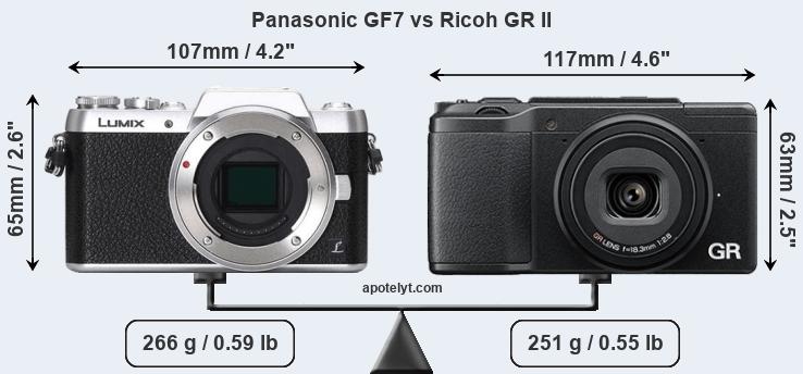 Size Panasonic GF7 vs Ricoh GR II
