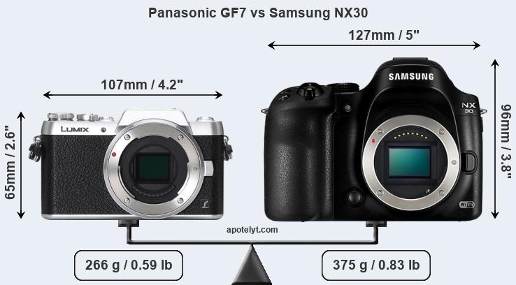 Size Panasonic GF7 vs Samsung NX30