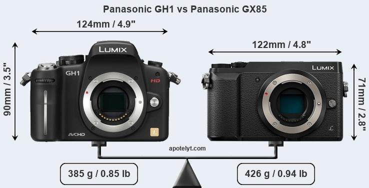 Size Panasonic GH1 vs Panasonic GX85