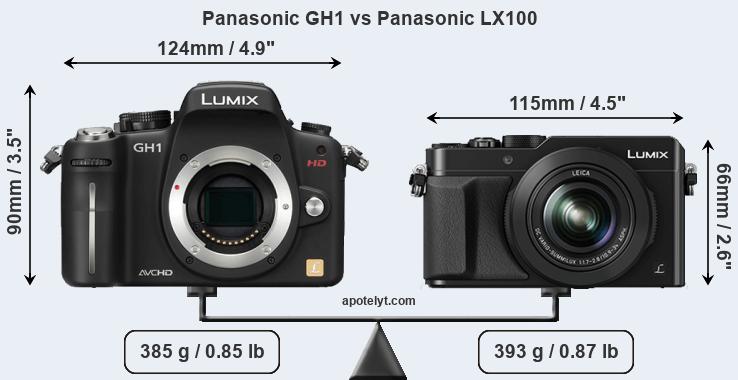 Size Panasonic GH1 vs Panasonic LX100