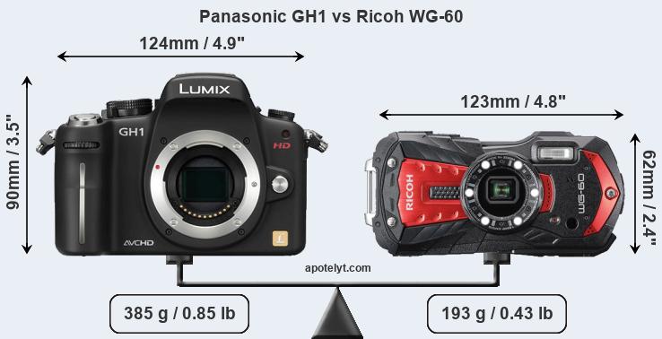 Size Panasonic GH1 vs Ricoh WG-60