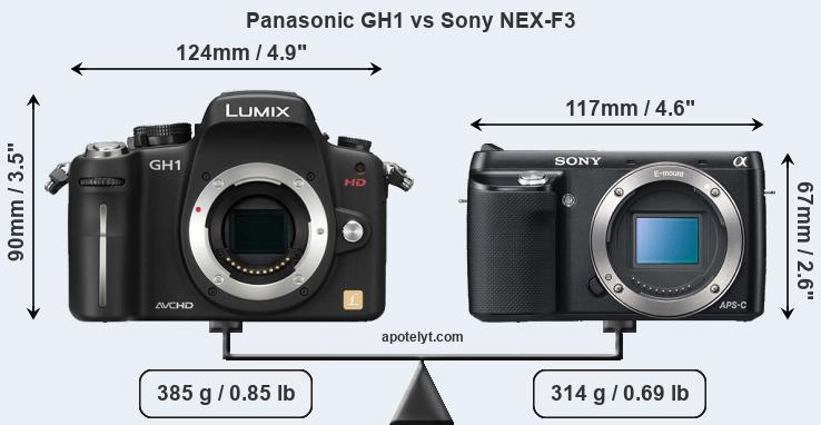 Size Panasonic GH1 vs Sony NEX-F3