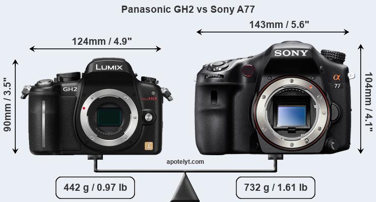 Size Panasonic GH2 vs Sony A77