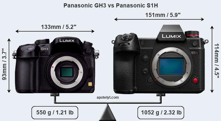 Size Panasonic GH3 vs Panasonic S1H