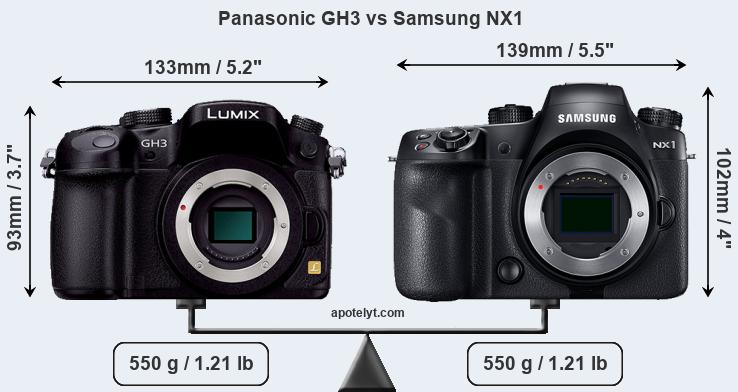 Size Panasonic GH3 vs Samsung NX1