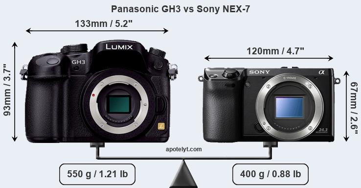 Size Panasonic GH3 vs Sony NEX-7