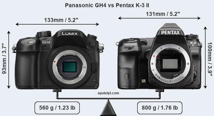 Size Panasonic GH4 vs Pentax K-3 II