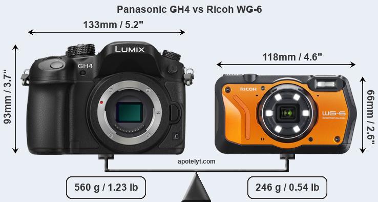 Size Panasonic GH4 vs Ricoh WG-6