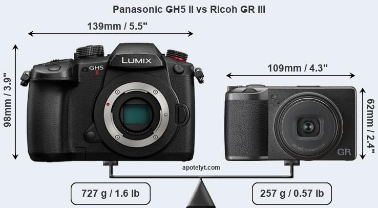 Size Panasonic GH5 II vs Ricoh GR III
