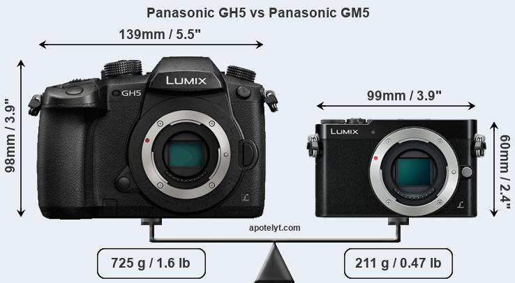 Size Panasonic GH5 vs Panasonic GM5