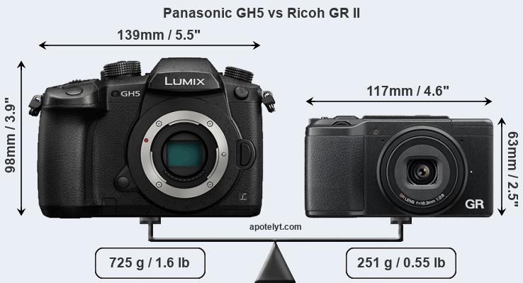 Size Panasonic GH5 vs Ricoh GR II