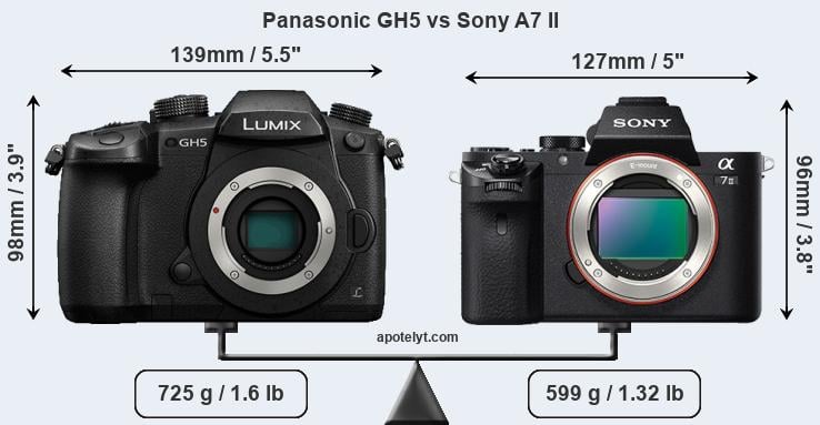 Size Panasonic GH5 vs Sony A7 II