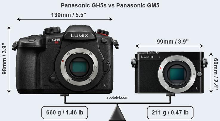 Size Panasonic GH5s vs Panasonic GM5