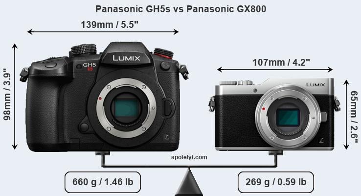 Size Panasonic GH5s vs Panasonic GX800