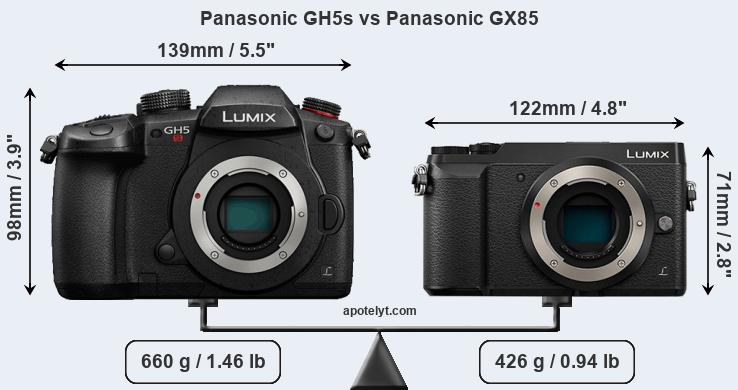 Size Panasonic GH5s vs Panasonic GX85