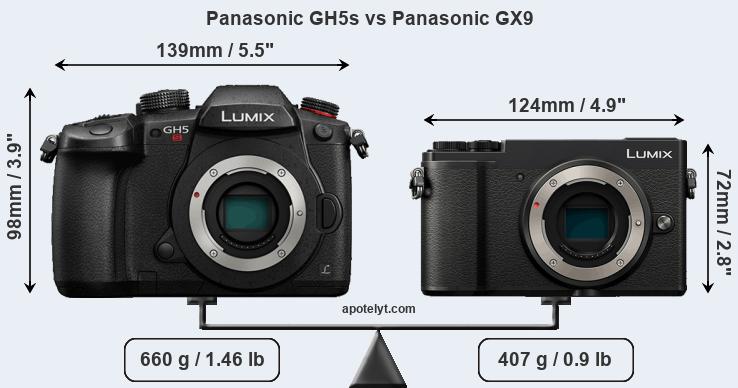 Size Panasonic GH5s vs Panasonic GX9