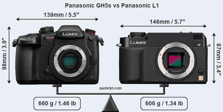 Size Panasonic GH5s vs Panasonic L1