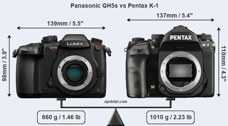 Size Panasonic GH5s vs Pentax K-1