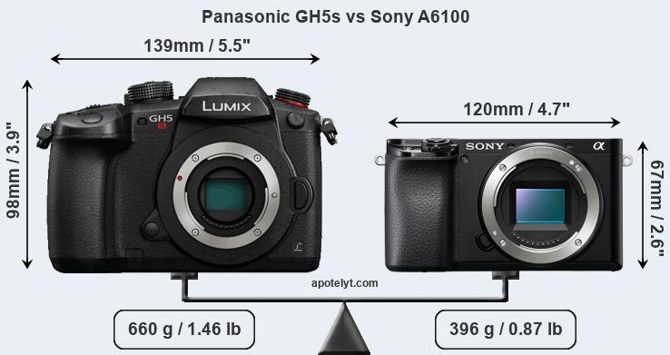 Size Panasonic GH5s vs Sony A6100