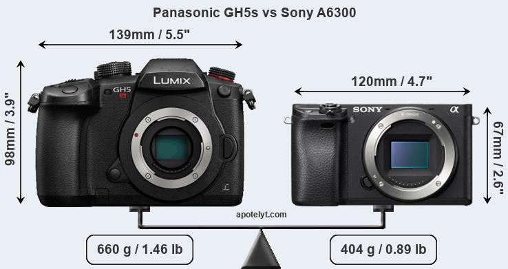Size Panasonic GH5s vs Sony A6300