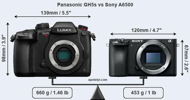 Size Panasonic GH5s vs Sony A6500